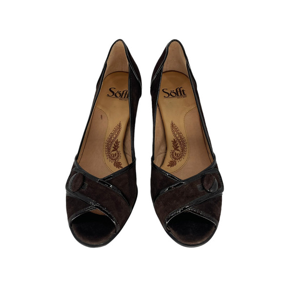 Sofft Brown Suede Upper Open Toe Heel Shoe Size 7.5 - Picture 3 of 7